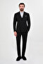 Striped Slim Fit Wide Collar Double Breasted Italian Style Double Leg Trousers Men's Suit Black - 45486.26K - 3