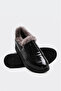 Genuine Leather and Fur Black Crocodile Women's Casual Shoes 411Kza717 - 3