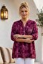 Italian Burgundy Judge Collar Long Sleeve Shawl Patterned Sequin Pocket Casual Viscose Woven Blouse 75 62 - 4