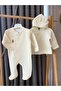 Babyaden Quilted Textured Double-Breasted Baby Romper with Rabbit Label - 6