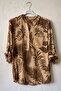 Italian Camel Hakim Collar Long Sleeve Leaf Patterned Sequin Pocket Casual Viscose Woven Blouse 75 62 - 2