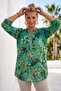 Italian Green Judge Collar Long Sleeve Patterned Sequin Pocket Casual Viscose Woven Blouse 72 62 - 7