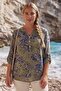 Italian Khaki Hakim Collar Long Sleeve Patterned Sequin Pocket Casual Viscose Woven Blouse 75 60 - 5