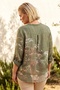 Italian Khaki Hakim Collar Long Sleeve Printed Casual Linen Look Woven Blouse 75 62 - 8