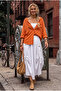 Italian White Side-Tie Elastic Waist Casual Cotton Long Woven Skirt 95 62 - 4