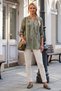 Italian Khaki Hakim Collar Long Sleeve Patterned Sequin Pocket Casual Viscose Woven Blouse 70 62 - 6