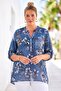 Italian Indigo Hakim Collar Long Sleeve Patterned Sequin Pocket Casual Viscose Woven Blouse 72 62 - 6
