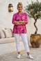 Italian Fuchsia Judge Collar Long Sleeve Shawl Patterned Sequin Pocket Casual Viscose Woven Blouse 75 62 - 6
