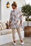 Italian White Judge Collar Long Sleeve Shawl Patterned Sequin Pocket Casual Viscose Woven Blouse 75 62 - 8