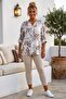 Italian White Judge Collar Long Sleeve Shawl Patterned Sequin Pocket Casual Viscose Woven Blouse 75 62 - 5