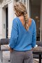 Italian Blue V-Neck Balloon Sleeve Casual Mercerized Knitwear Sweater 66 70 - 8