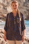 Italian Brown Judge Collar Long Sleeve Patterned Sequin Pocket Casual Viscose Woven Blouse 75 60 - 4
