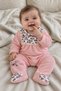 Baby Girl Romper Velvet Lace Collar Detailed Footed Long Sleeve Velvet Romper - 4