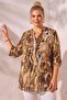 Italian Mustard Court Collar Long Sleeve Patterned Sequin Pocket Casual Viscose Woven Blouse 75 60 - 6