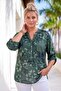 Italian Dark Green Judge Collar Long Sleeve Patterned Sequin Pocket Casual Viscose Woven Blouse 72 62 - 3