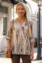 Italian Beige Hakim Collar Long Sleeve Patterned Sequin Pocket Casual Viscose Woven Blouse 70 62 - 6