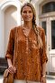 Italian Orange Judge Collar Long Sleeve Patterned Sequin Pocket Casual Viscose Woven Blouse 70 62 - 7