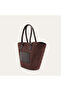 Women's Brown Suede Textured Pocket Handbag - 5