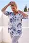 Italian White Judge Collar 3/4 Sleeve Shawl Patterned Casual Linen Look Woven Blouse 75 64 - 4