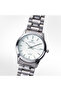 Men's Silver Stainless Steel Watch, White Dial, Y121 Movement, Butterfly Clasp, 3ATM - 2