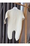 Babyaden Quilted Textured Double-Breasted Baby Romper with Rabbit Label - 5