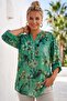Italian Green Judge Collar Long Sleeve Patterned Sequin Pocket Casual Viscose Woven Blouse 72 62 - 6