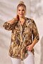 Italian Mustard Court Collar Long Sleeve Patterned Sequin Pocket Casual Viscose Woven Blouse 75 60
