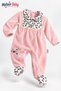 Baby Girl Romper Velvet Lace Collar Detailed Footed Long Sleeve Velvet Romper - 2
