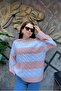 Oversize Striped Crew Neck Hair Braided Knitwear Sweater Sun526 - 3