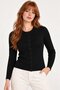 Black Hair Braid Patterned Buttoned Crew Neck Knitwear Cardigan