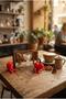 7 Pieces of Coffee Corner Set, Ornamental Item, Desktop Object, Mini Bench, Cute Coffee Set - 3