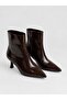 Barrel Stitching Detailed Zippered Medium Size Thin Heeled Pointed Toe Women's Boots Bootie - 2