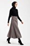 Women Suede 90 cm Long Hijab Flared Skirt - 8