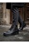 Aba0585 Men's Black Fur Lined Winter Boots with Zipper and Laces - 8