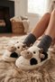 Cow Figured Embroidered Winter Unisex Home Slippers