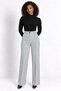 Women's High Waist Gathering Effect Bootcut Fabric Trousers with Front Stitching Detail - 6
