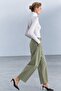 Khaki Front-Stitched Tencel Trousers 00206