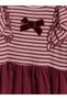 Lcw Kids Burgundy 2 Thread Striped Girls' Dress with Nevavm Difference - 4