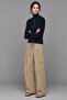 Beige Elastic Waist Cargo Pants 581163