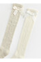 Two Mt Shop Quality Lcw Kids Beige Patterned Girls' Knee Socks - 2