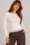Ecru Lace Detailed and Ribbed Crew Neck Knitwear Blouse - 3