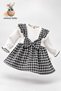 Baby Girl Dress Set Houndstooth Patterned Dress with Bow and Lace Detail - 5