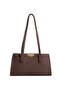 Brown Suede Women's Baguette Shoulder Bag with Large Internal Volume and Zippered Compartment, Daily Handbag - 4