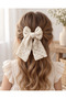 Ecru Cotton Lace Ballerina Bow Automatic Clip - 2