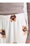 Rmz Gi̇yi̇m Farkiyla Cute Teddy Bear Embroidered Women's Plush Pajama Bottoms - 4