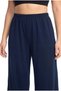 Women's Navy Blue Textured Large Size Pajama Bottoms with Pockets, Comfortable Cut, Flexible Waist, Daily Home Wear Bottoms Maripo - 2