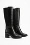 Hulesa back stretch side buckle heeled women's boots black leather - 2