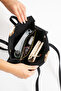 Black Suede Women's Baguette Shoulder Bag with Large Internal Volume and Zippered Compartment, Daily Handbag - 3