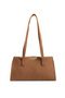 Tan Suede Women's Baguette Shoulder Bag with Large Internal Volume and Zippered Compartment, Daily Handbag