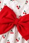 Baby Girl Dress Set Cherry Patterned Sirtta 2-Piece Set with Bow Detail and Hat - 3